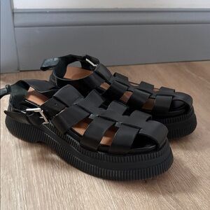 GANNI Creeper fisherman sandals - Black Strappy Women's Sandals
